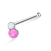 Dual Round Stone Bone Nose Stud NSKD-833